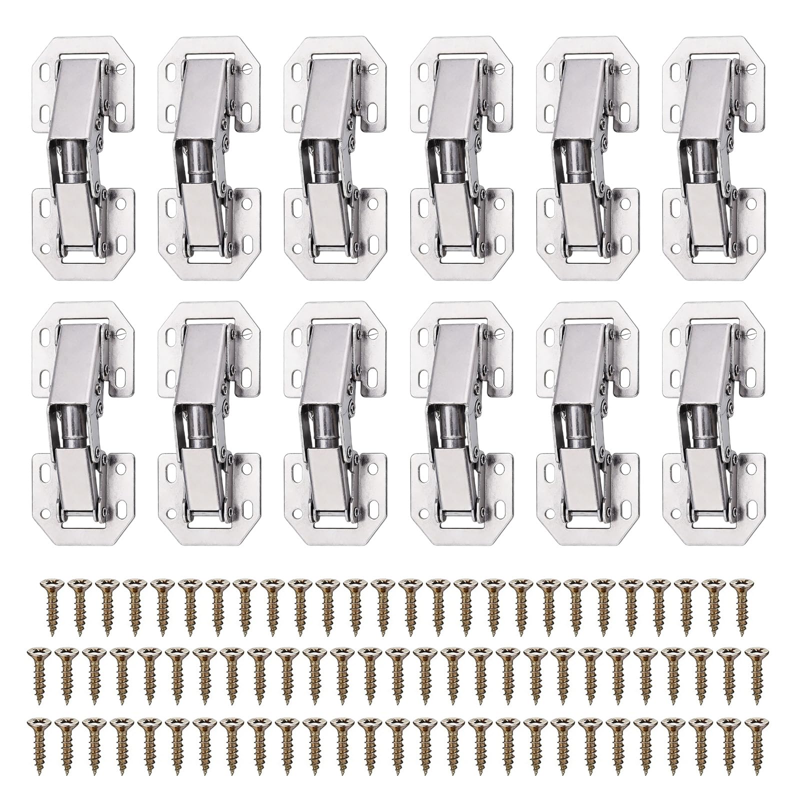 Nevoluxer 10 Stück Schranktür Scharniere Schrankscharnier 77x32mm Versteckte 90-Grad-Scharnier mit 80 Stück Schrauben für Küchentüren und Möbeltüren, Stabil und Langlebig (STANDARD, Stück, 10)
