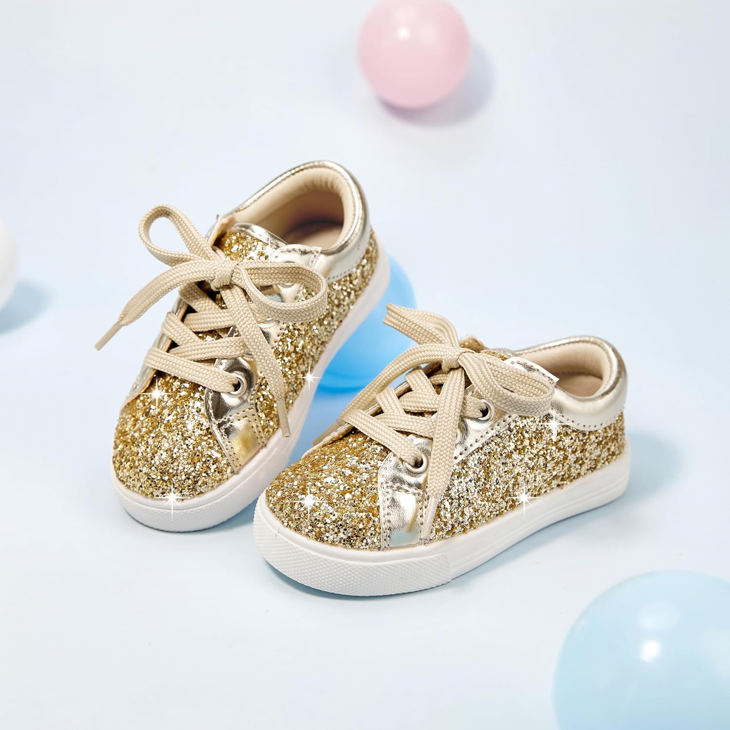 GINFIVE Toddler Girls Sneakers Little Girls Slip On Shoes Glitter Sneakers Toddler - Image 4