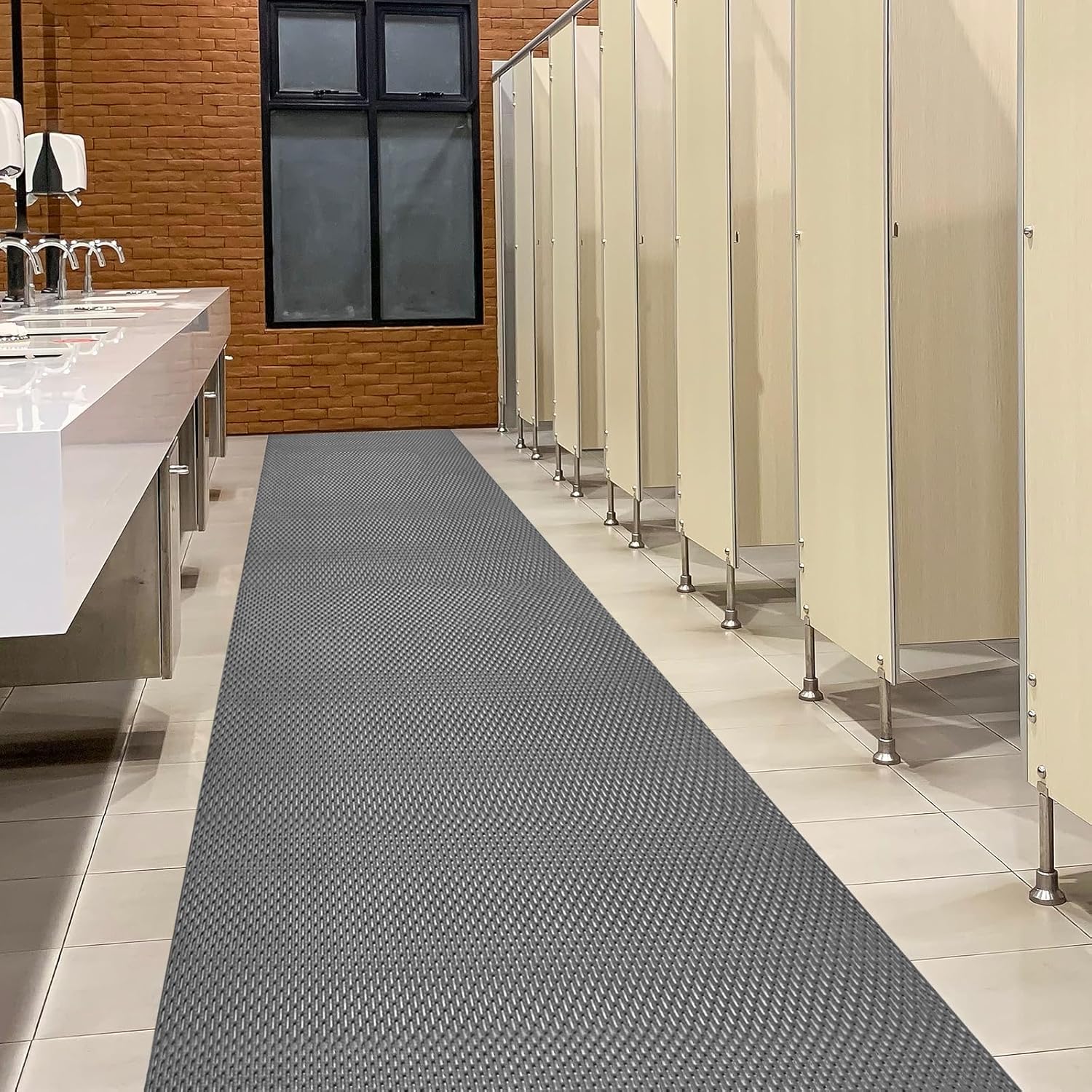 tonchean 3X10FT PVC Drainage Floor Mat, Indoor Outdoor Entrance Mat, Non-Slip Floor Mat for Swimming Pool Garage Kitchen Restaurant Sauna SPA, Grey - Image 7