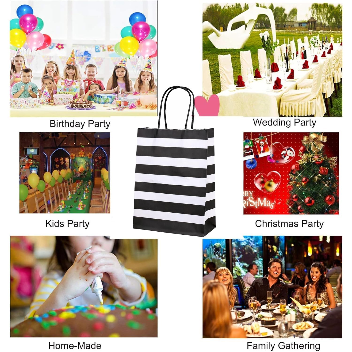 Black & White Gift Bags - Party Favors & Retail -6