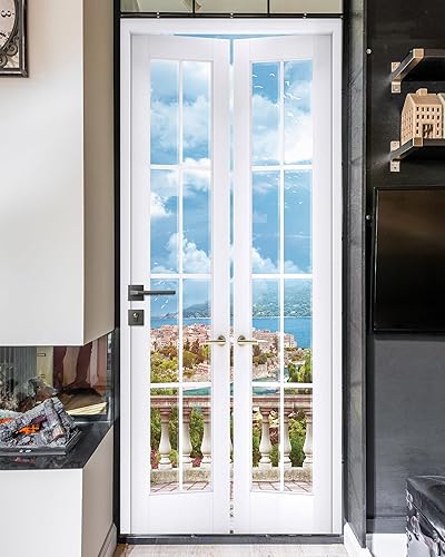 Miniatura 39 de FLFK Adhesivo mural para puerta, playa, despegar y pegar, tamaño combinado 30.3 x 78.7 pulgadas, dividido en 2 piezas