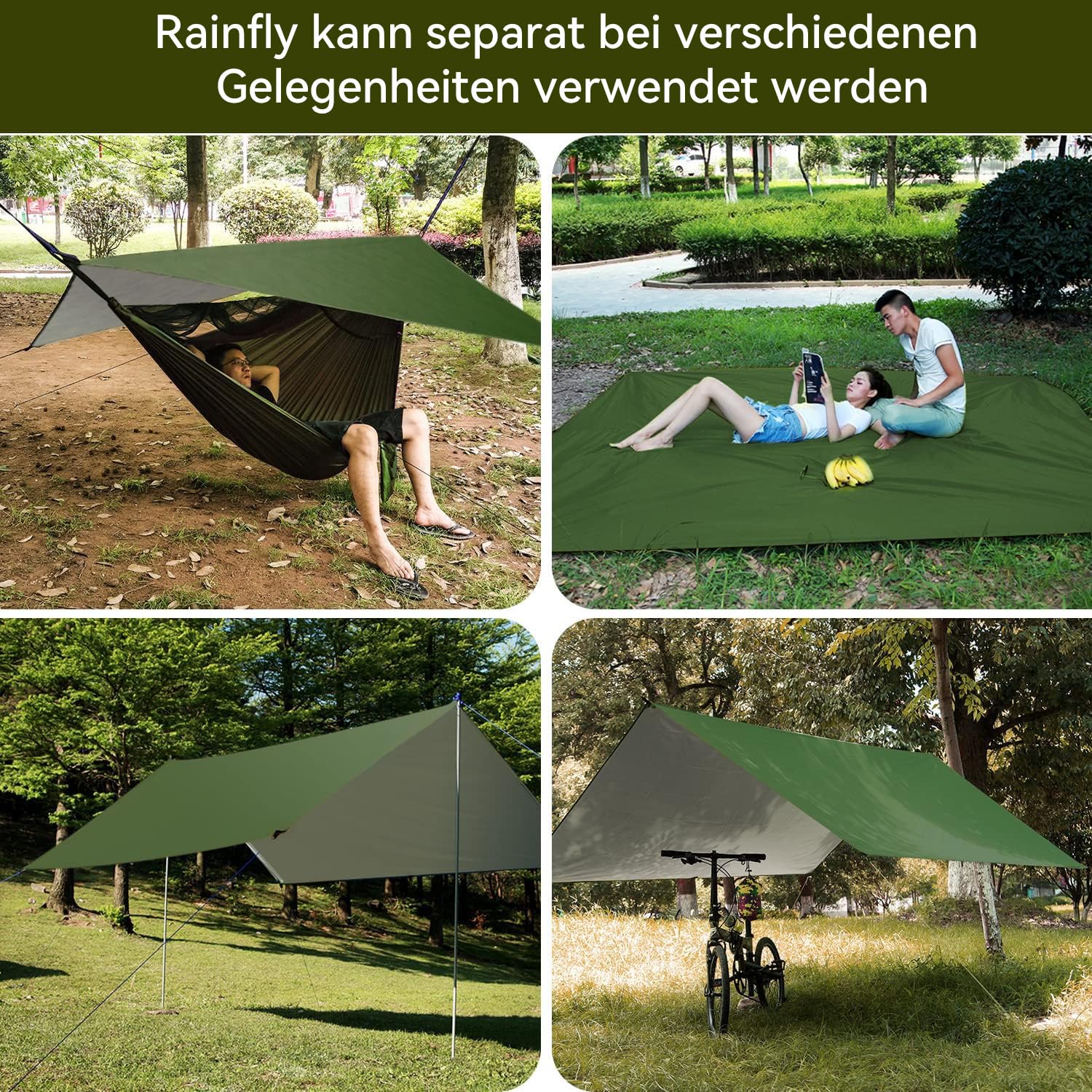 OTraki Hängematte Outdoor mit Tarp Moskitonetz, 290 x 140cm Ultraleicht Reise Camping Hammock Hängematten 200kg Last Kapazität für Wandern, Reisen, Garten, Terrasse | Leichte Tragbare Pop-Up Nylon Hängematte mit Gurten 200 kg Tragkraft für Reisen Outdoor