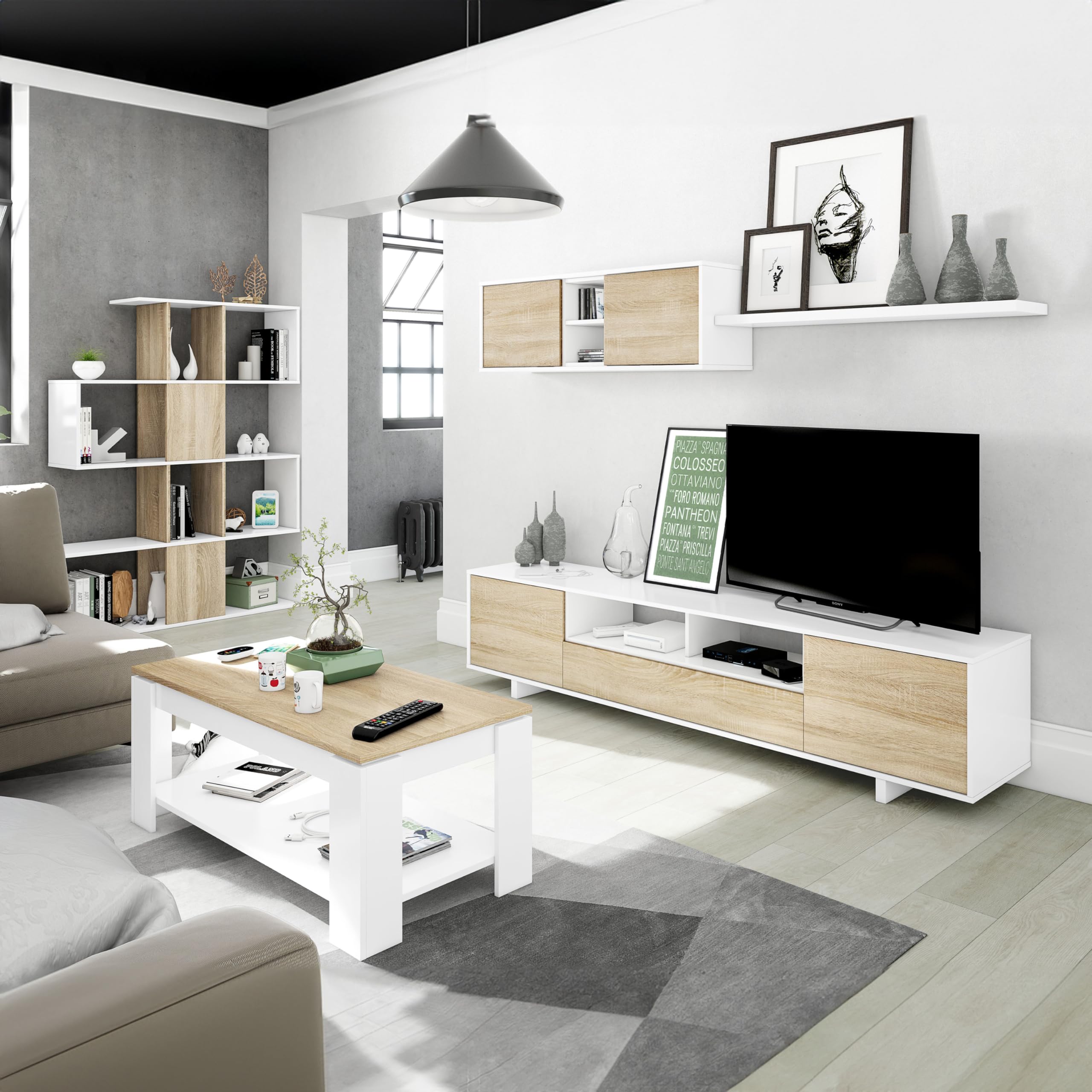 Habitdesign Mueble Salón Belus Estilo Nórdico 200x41 cm
