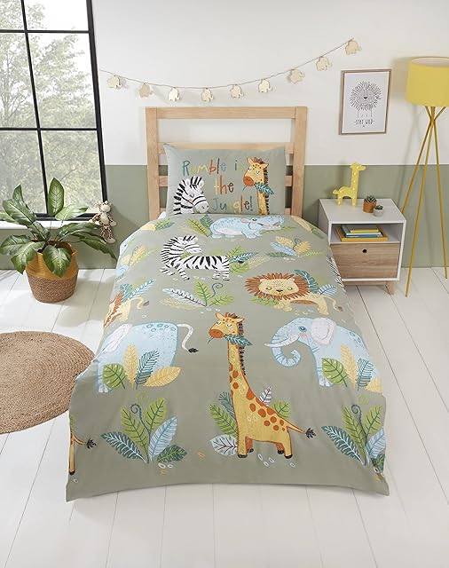 Rapport Home Rumble In The Jungle Kids Duvet Set (Single), Green