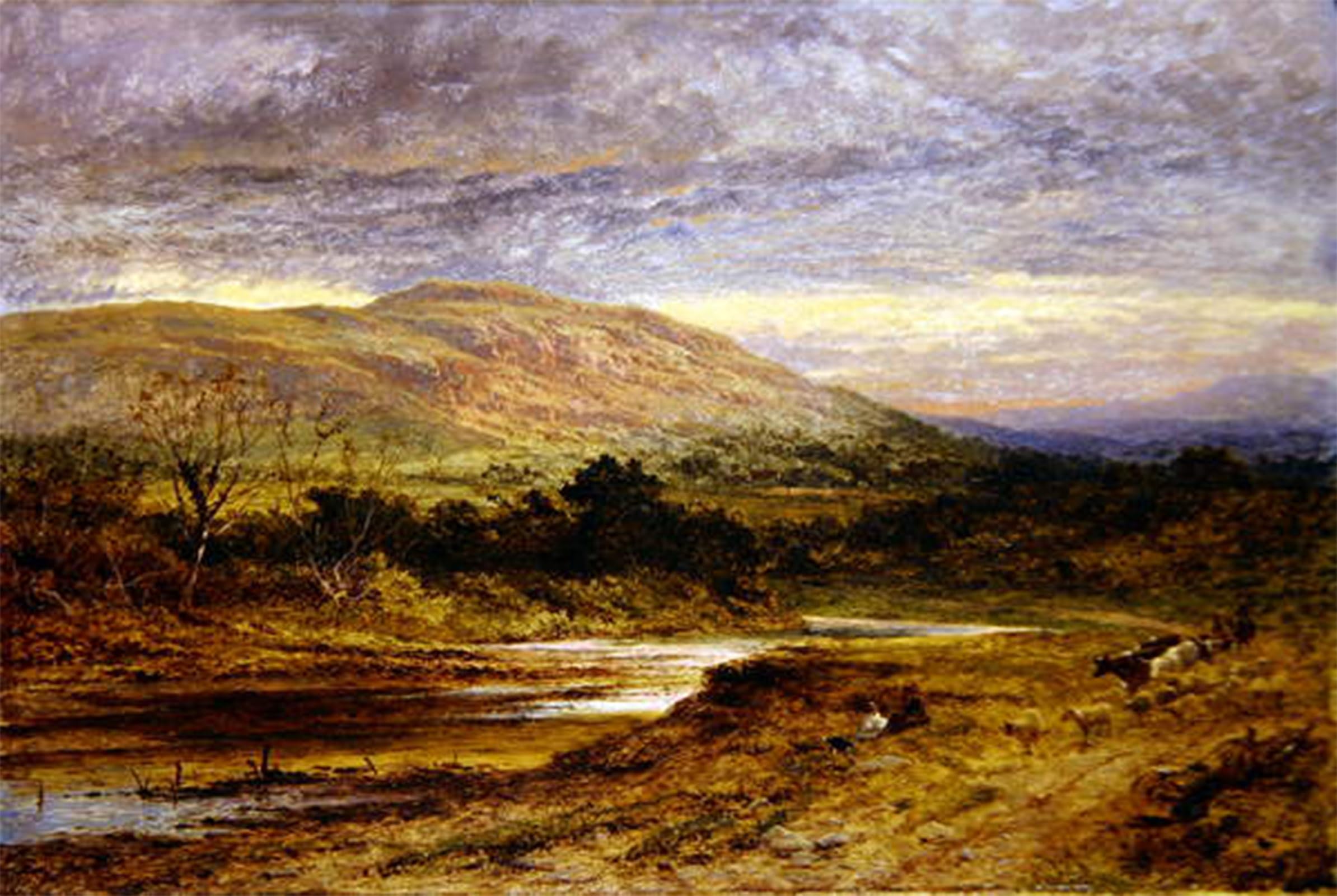 ARTXLXXBN Famous Painting Art Wall Decor Abstract Art Picture Evening As Llandulas North Wales by Benjamin Williams Leader Animal Pictures for Home Decor 60x90cm