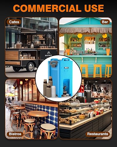 Miniatura 7 de PYY Dispensador de bebidas aislado de 5 galones, contenedor de bebidas frías y calientes con asas, dispensador térmico de bebidas, enfriador de