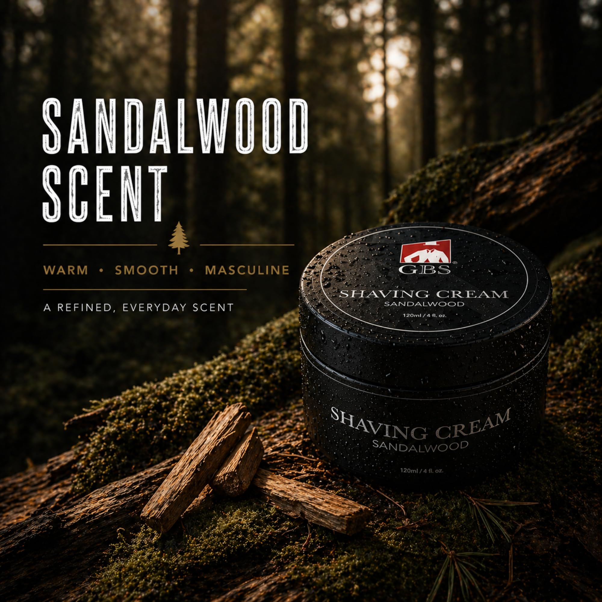 G.B.S Crema da barba al sandalo per pelli sensibili. Idrata e nutre per una rasatura rasata. Protegge la pelle da tagli, urti, arrossamenti e irritazioni. Confezione da 1 pezzo