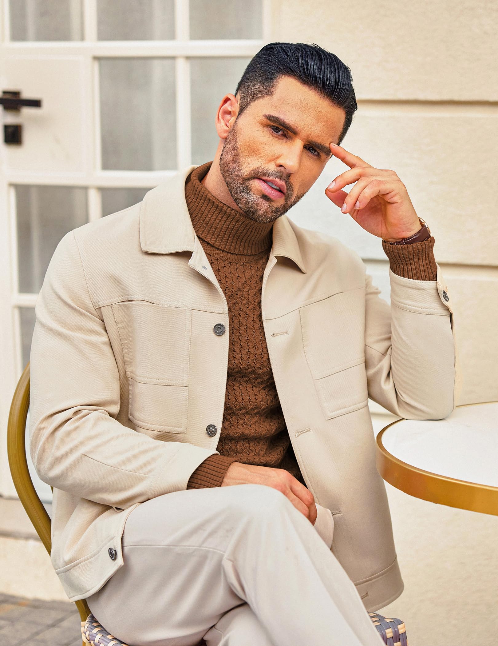 COOFANDY Maglione Dolcevita Uomo - Invernali Maglioni Maglione a Collo Alto Slim Fit a Manica Lunga Maglia Maglione