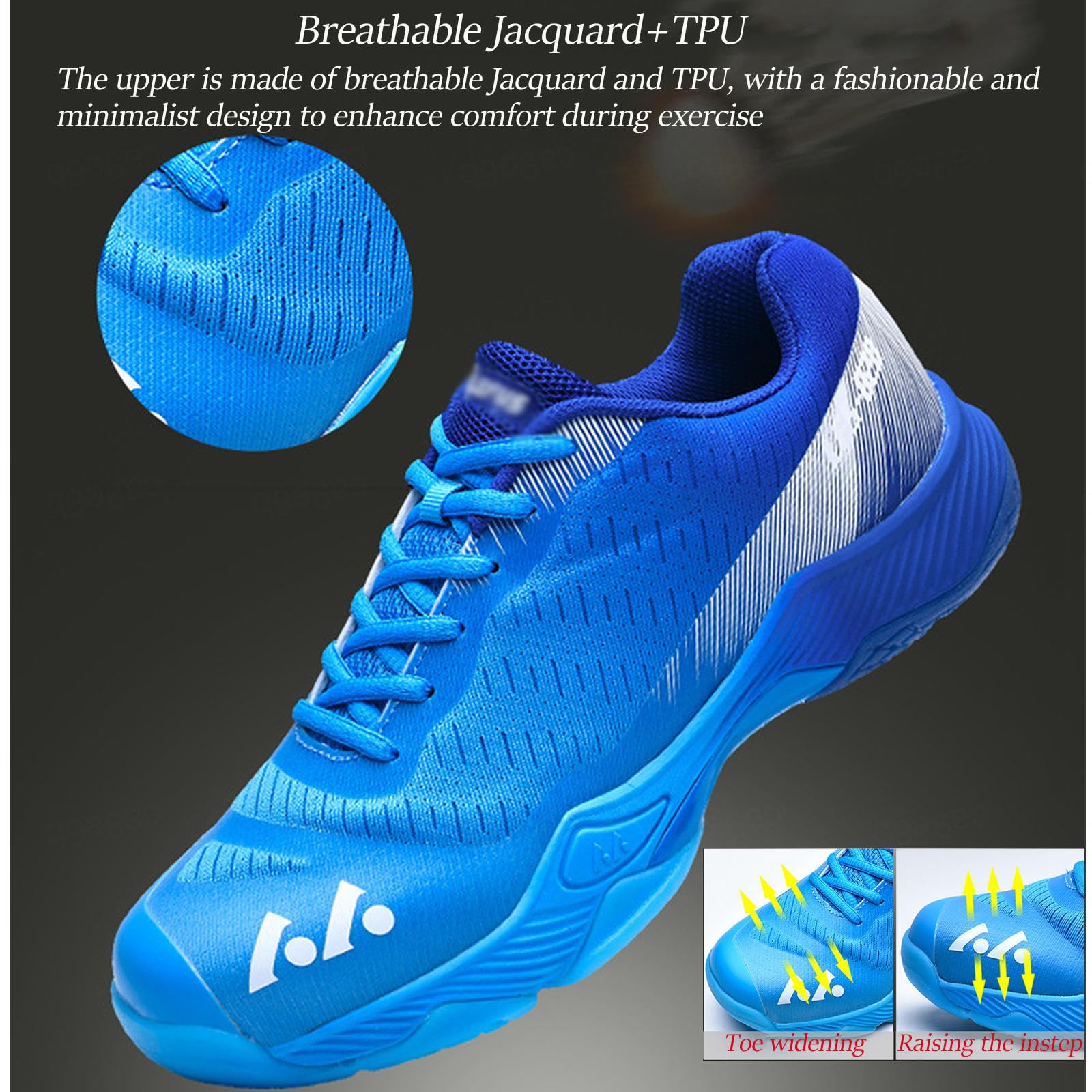Buty Do Badmintona Dla Dorosłych Mężczyzn Kobiet Lekkie, Oddychające Tenisowe Trampki Do Squasha Extra Wide Do Siatkówki Pickleball, Green, 39 EU