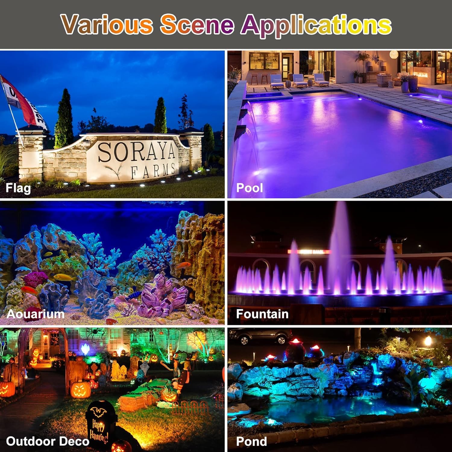 Unterwasser LED Teichbeleuchtung RGB IP68 - Mit Timer & Dämmerungssensor, 12V Sicher