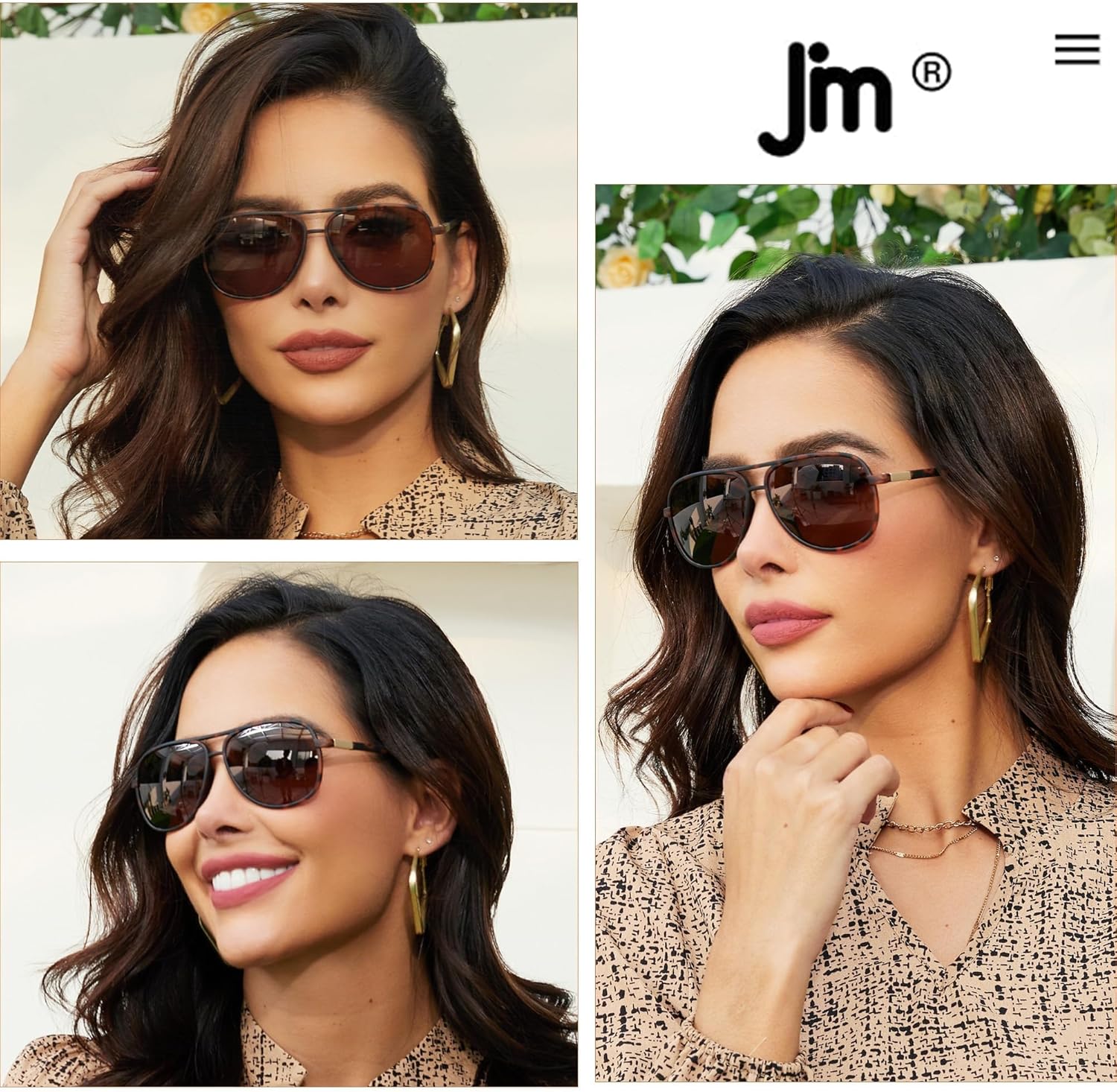 JM Retro Polarized Aviator Sunglasses for Men Women Tangle Free Oversized Plastic Sunglasses UV400 Protection - Image 2