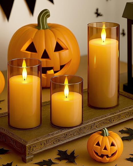 Homesake® 3 Pcs LED Tea Light Candles | Flameless, Smokeless, Unscented | Piller Candles for Home Decor, Diwali Decoration for Home Lights, Led Candle for Decoration Balcony & Festive Decor & Gift,