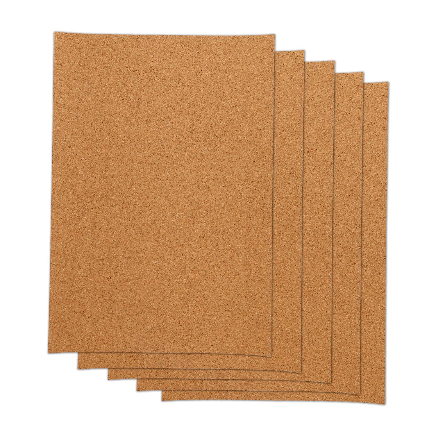 Wellrun 5pcs A4 Self Adhesive Cork Sheets,Peel and Stick Cork Backing Board for Coasters,DIY Crafts,Wall and Floor Decoration