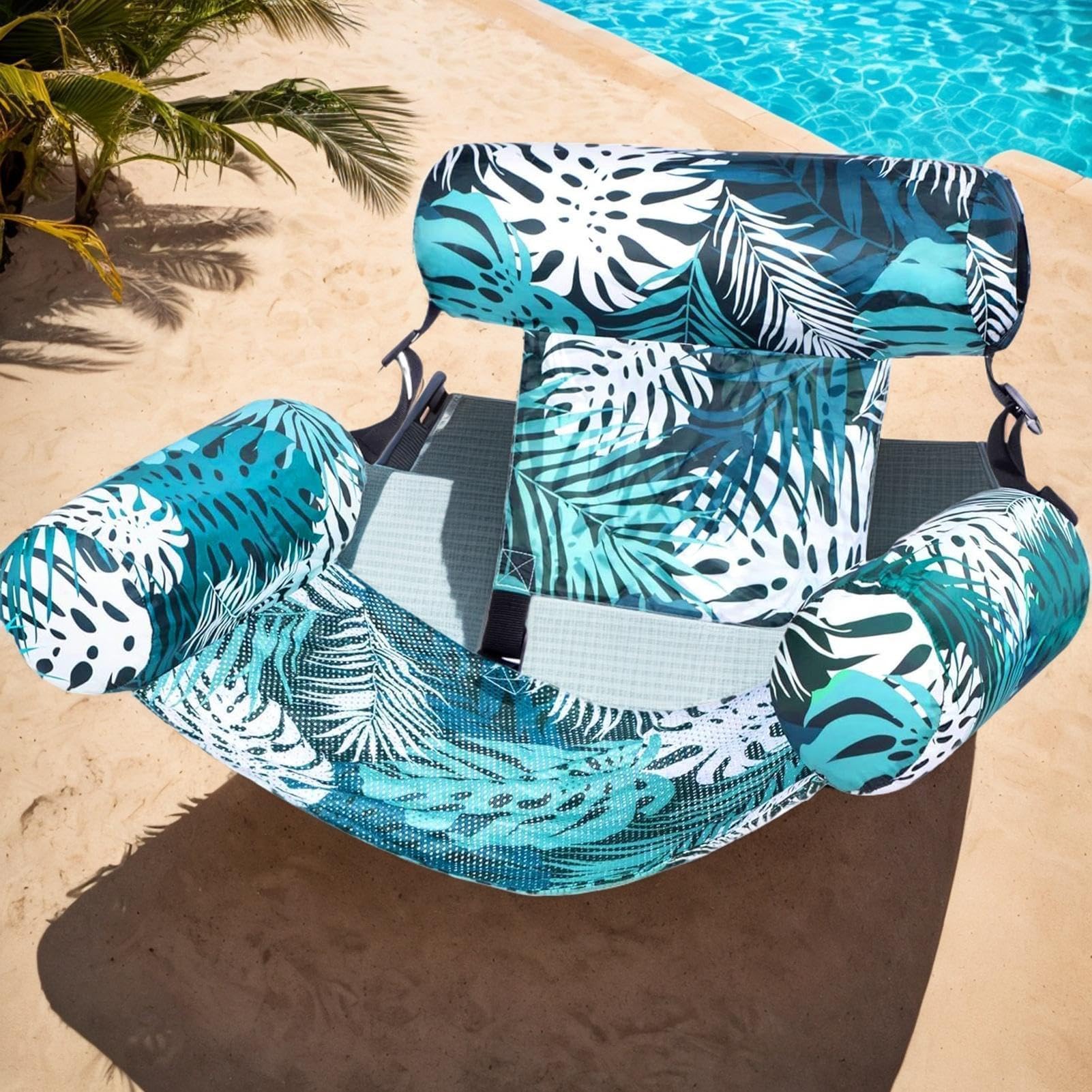 Lot de 2,Hamac de Piscine Gonflable, Fauteuil Flottant pour Adultes, Tropical