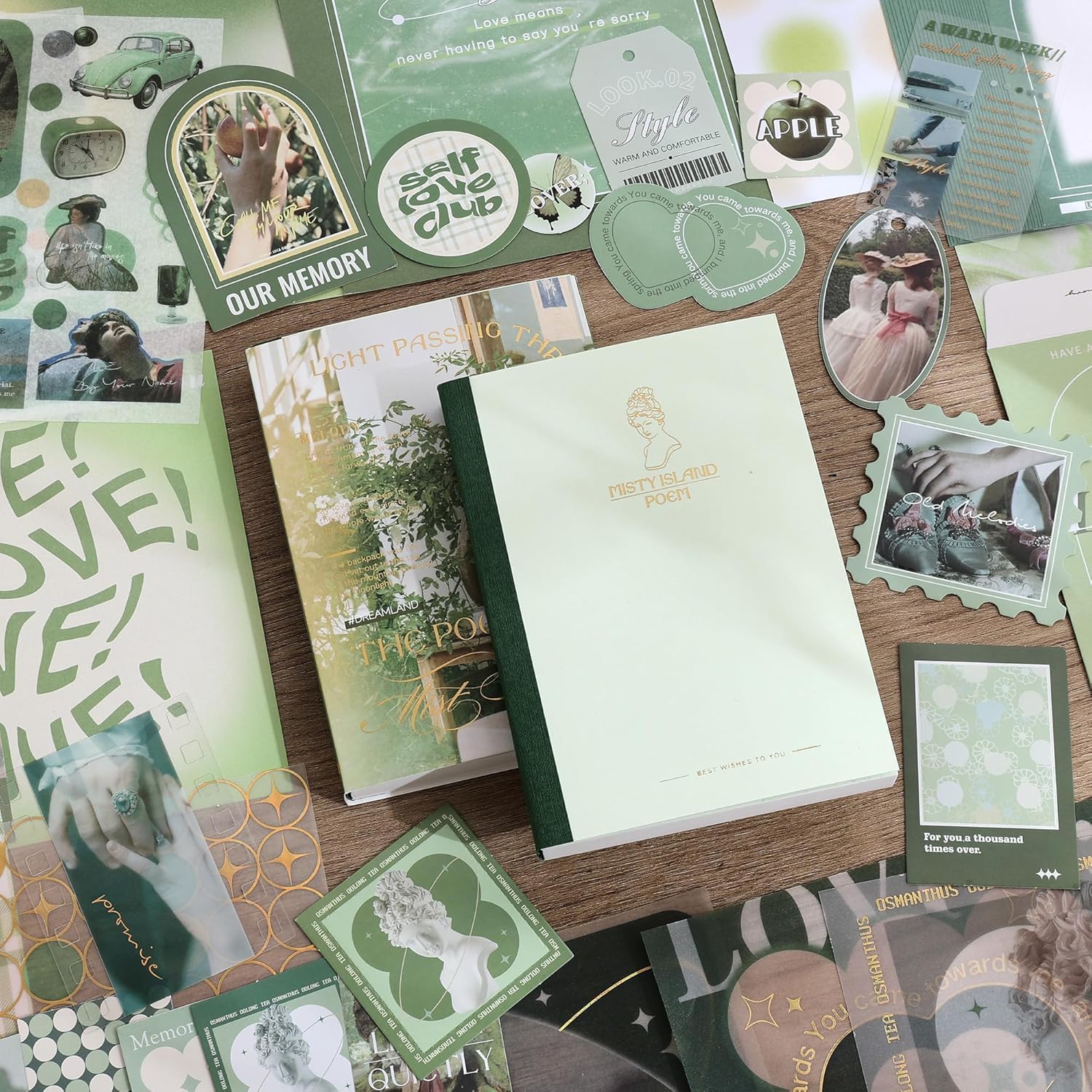 ATIRAMANIYA Scrapbook Kit 232 Pcs, Junk Journal Kit with Journaling Supplies, Scrapbook Paper, A6 Grid Notebook, Washi Stickers, Washi Tape, Scrapbook Kit Craft DIY Gift Set (Poetry Scrapbook) 3