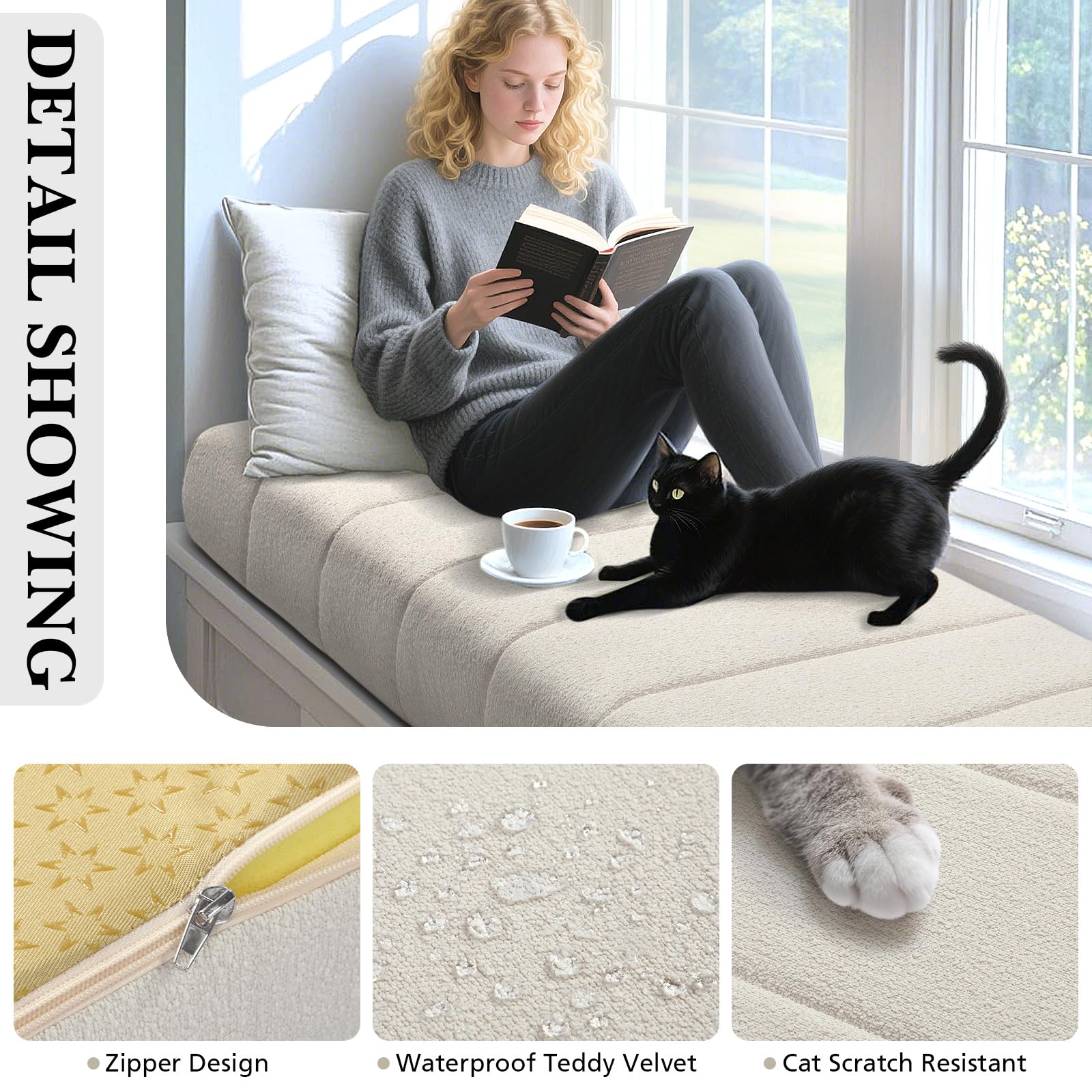 Wenqik Bench Cushion - Beige Comfort -4