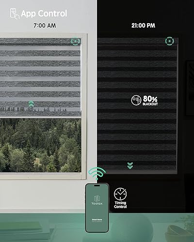 Miniatura 60 de Yoolax Persianas motorizadas con control remoto, persianas motorizadas de cebra compatibles con Alexa, persianas motorizadas de privacidad, 70%
