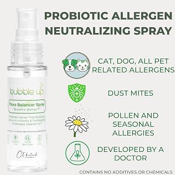 Bubble Up Probiotic Allergen Neutralizer Home Spray - Air, Fabric, Household Surfaces Daily Use, Pet Safe, 50 ml