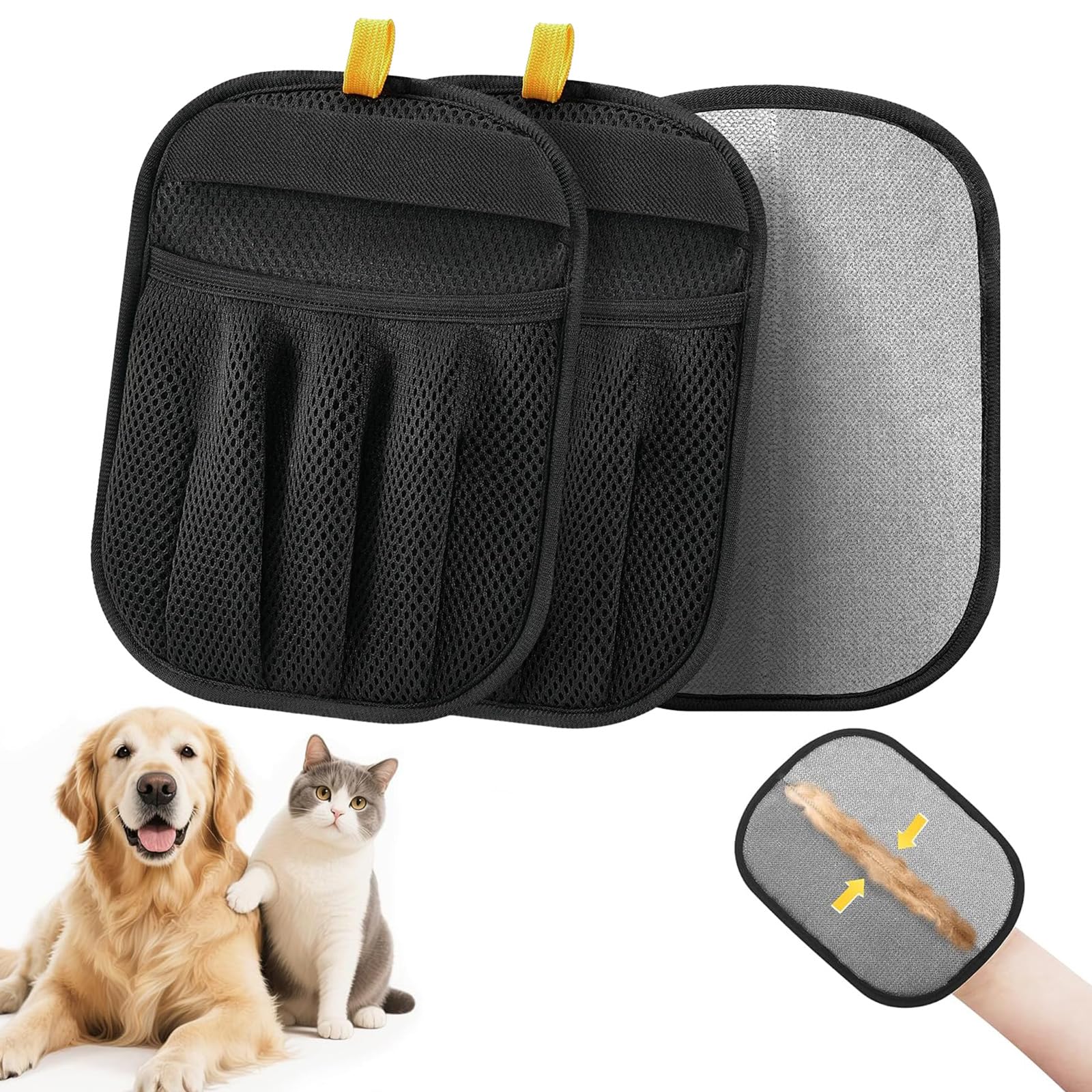 AQWS Conjunto de 2 Luva Coletora/Removedor de Pelo para Pets, Escova de Massagem para