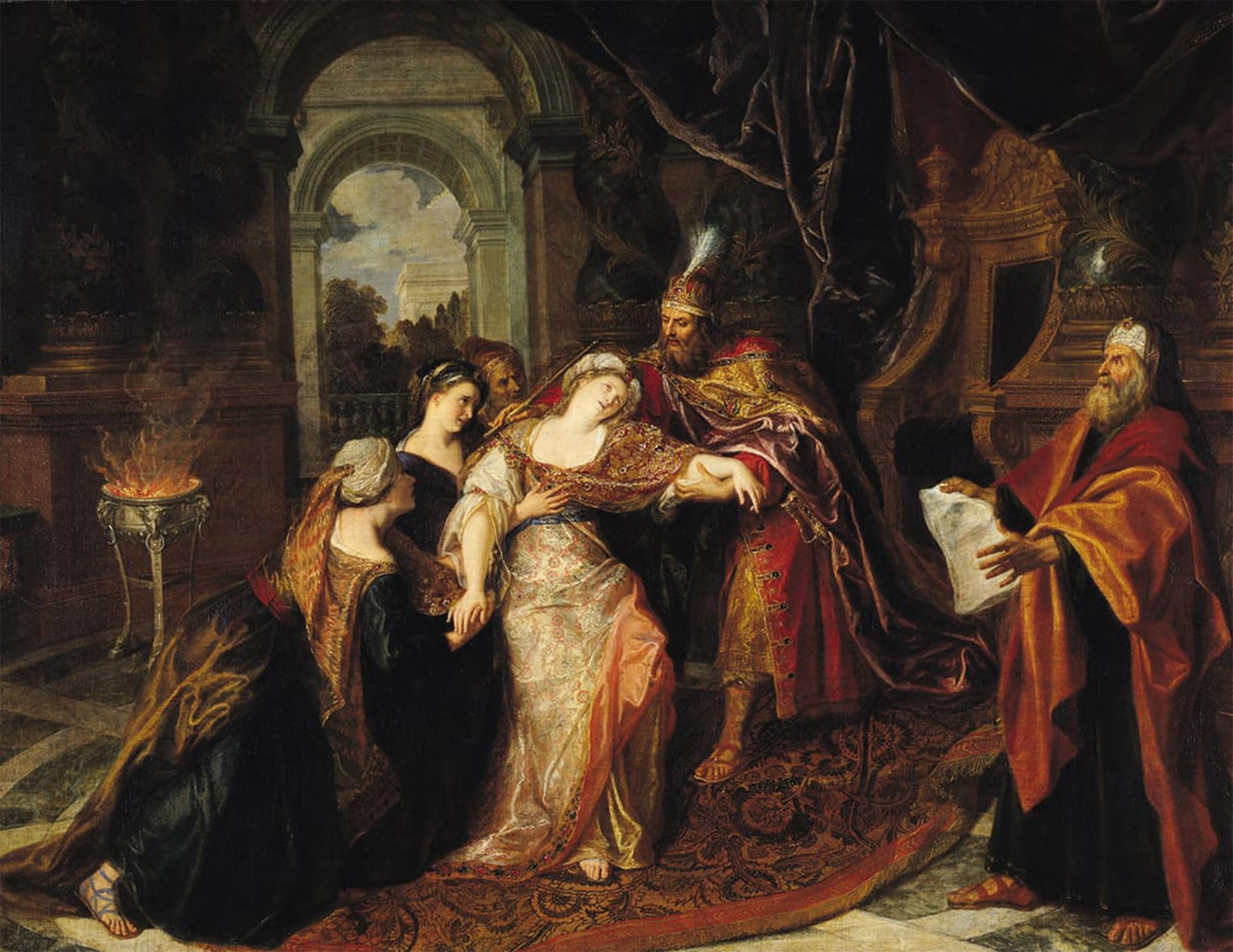 ARTXLXXBN Famous Print Painting Colorful Art Print Esther Before Ahasuerus Before by Charles Antoine Coypel Canvas Art Decorations for Home Decor 60x90cm