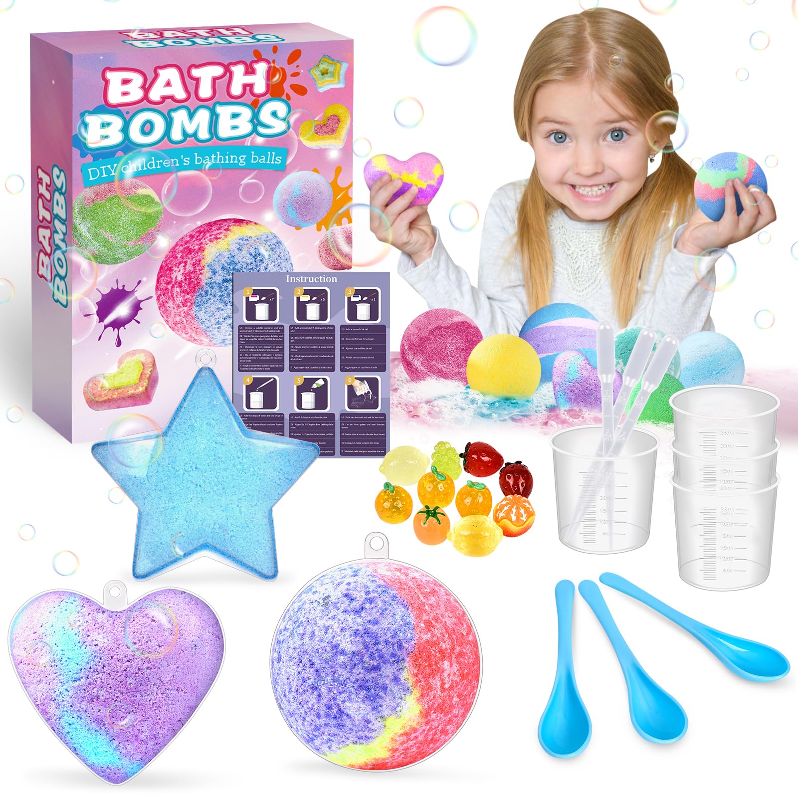 Charmofun Kit Bombe De Bain DIY – Création De Boules Effervescentes, Expérience Scientifique Pour Enfants, Cadeau Anniversaire