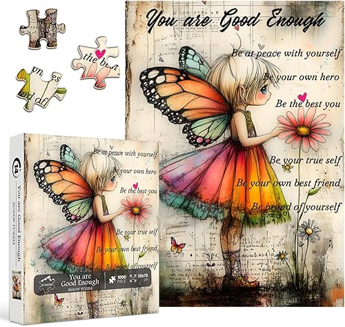 PICKFORU - Rompecabezas de 1000 piezas con cita retro para adultos, rompecabezas religiosos cristianos de mariposa vintage, tema inspirador único