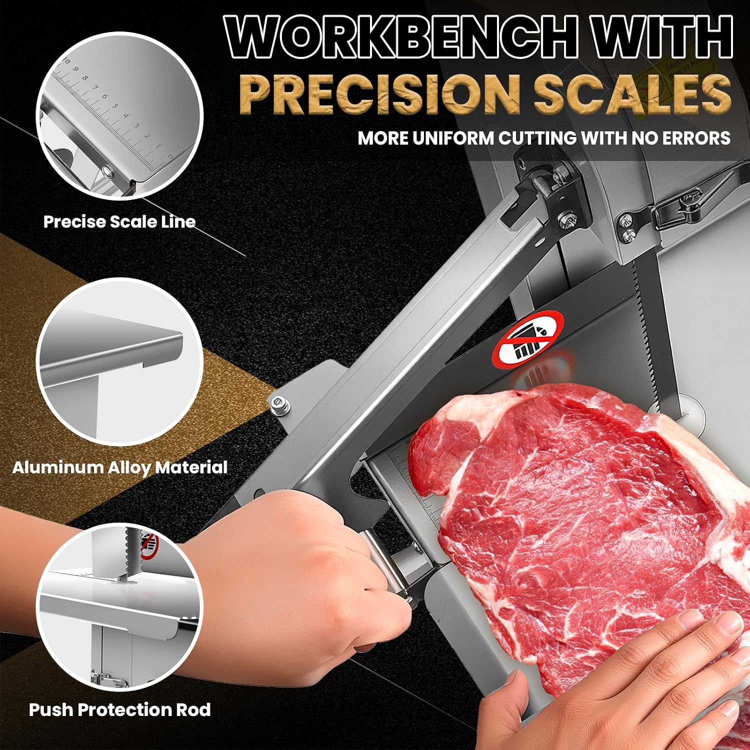 1500W Bone Saw Meat Cutter, 316 Stainless Steel Industrial Butcher Tool Meat Saw, 0.04"-8.0" Cutting Thickness Meat Band Saws, 460 LBS/H High Speed for Butchering for Steak Beef