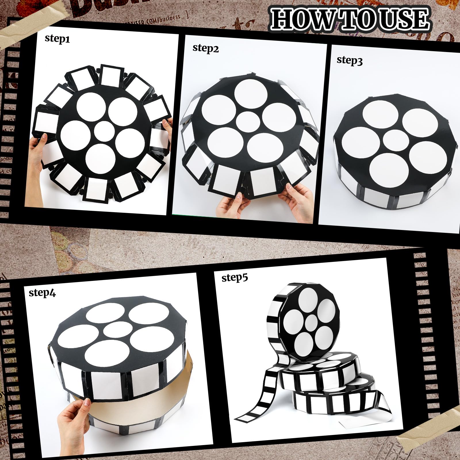 Bucherry Film-Requisiten-Boxen mit Filmstreifen, 30,5 cm, 6 Stück, 30,5 cm