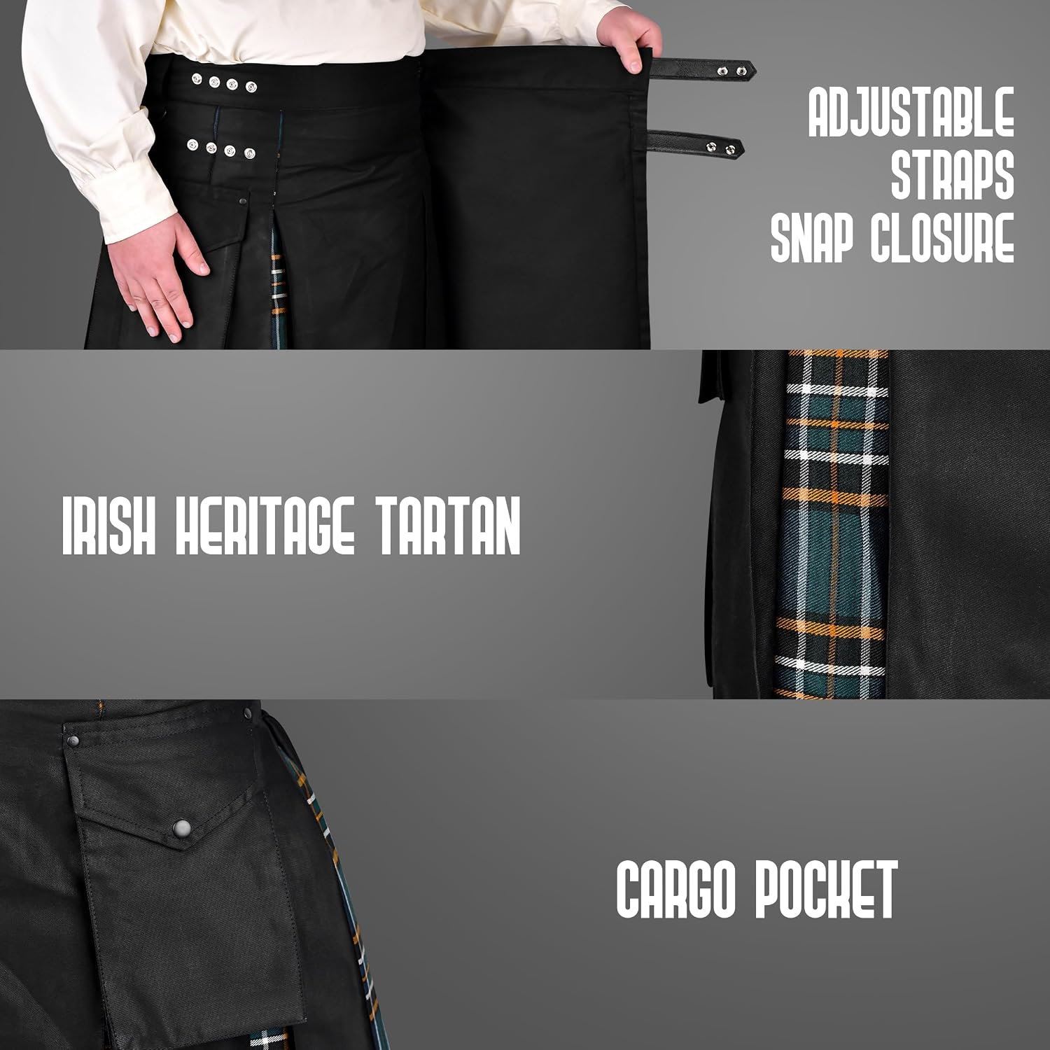 Hybrid Utility Kilts for Men Scottish Traditional Kilt with Flashes