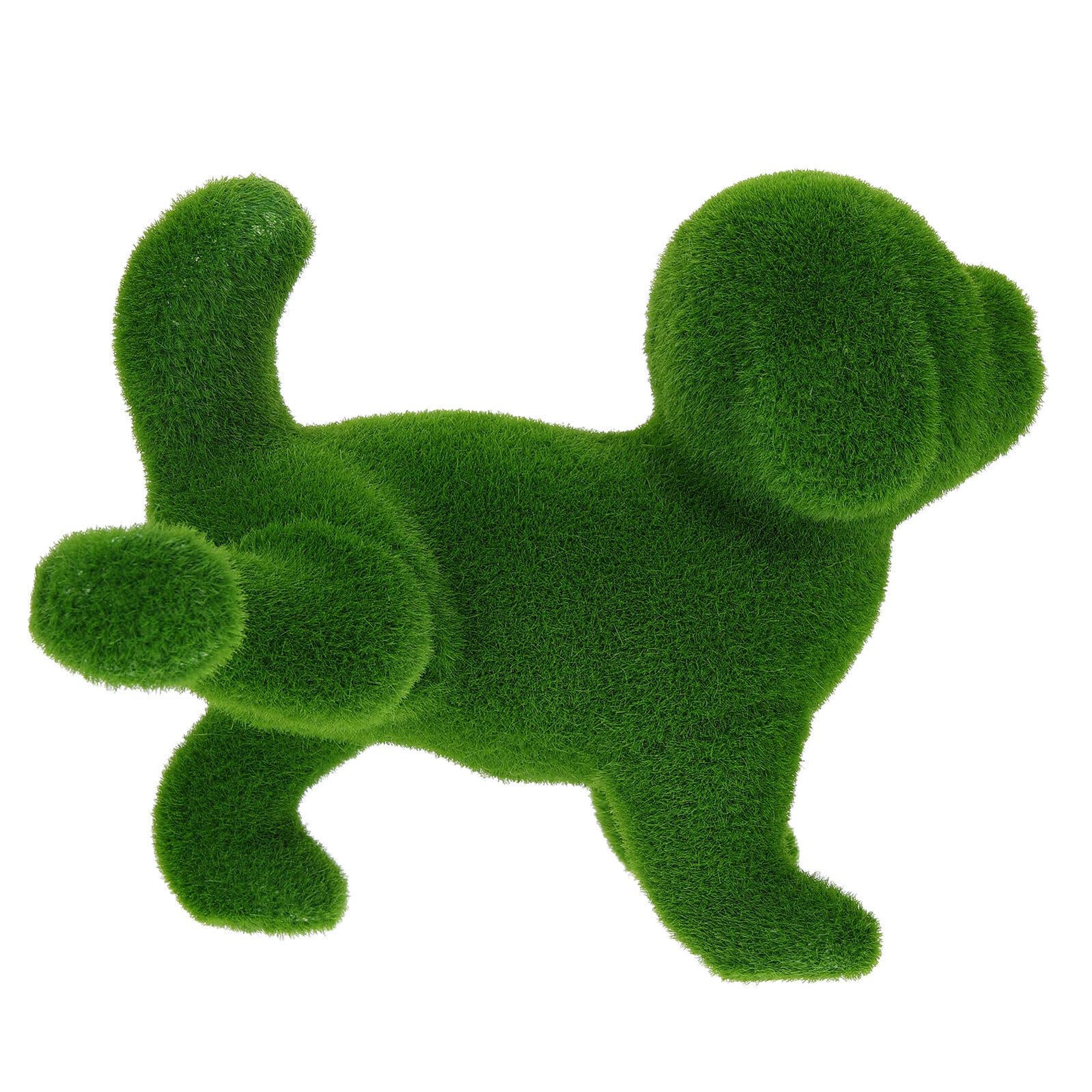 Alasum Garden Dog Ornament Flocking Puppy Figurine Sculpture for Outdoor Yard Patio Lawn Décor, Green Artificial Grass Puppy Statue for Garden Photography Prop and Housewarming