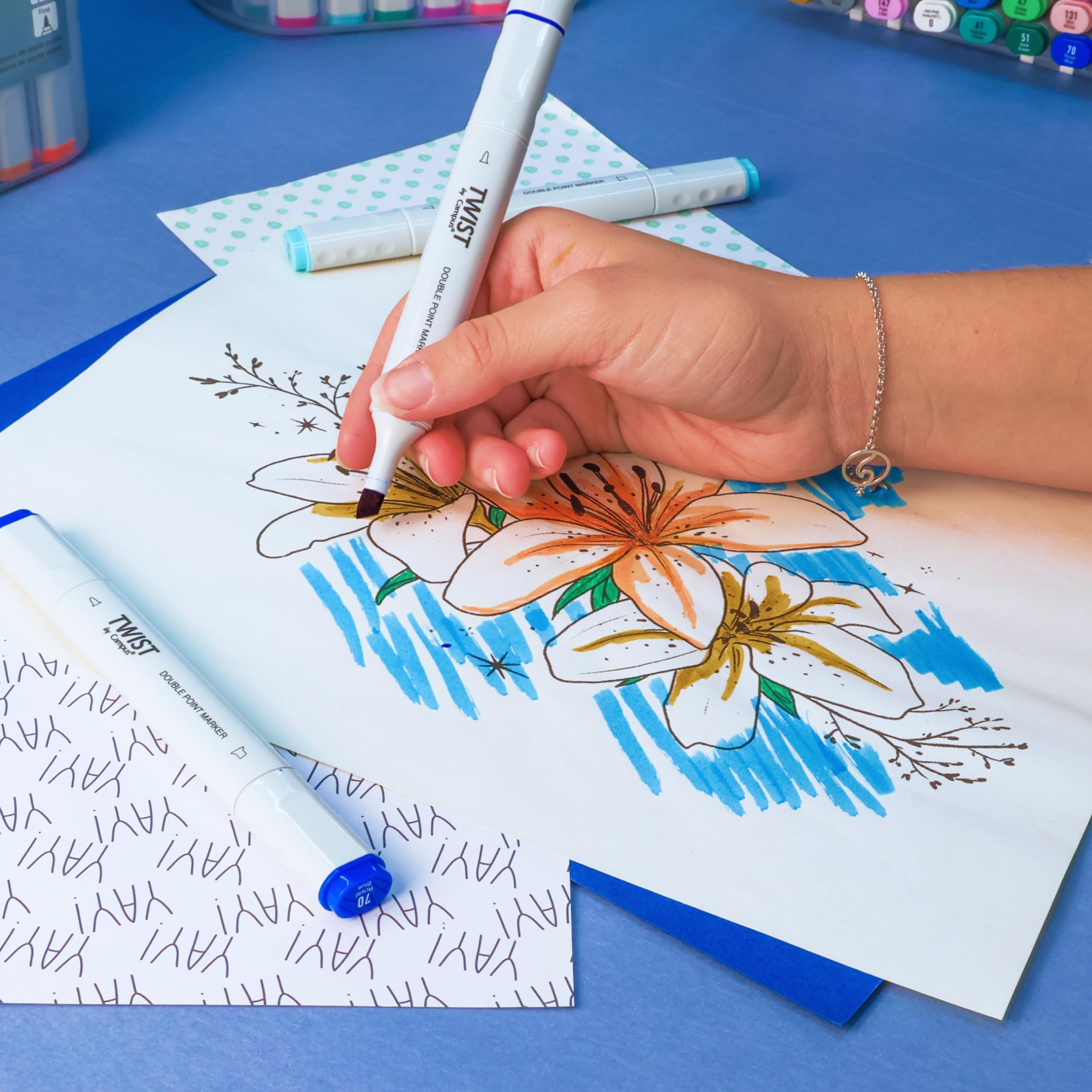 Pennarelli Acrilici Campus - Punta 2mm, Base Acqua, Asciugatura Rapida, Colore Rosso - Foto 12