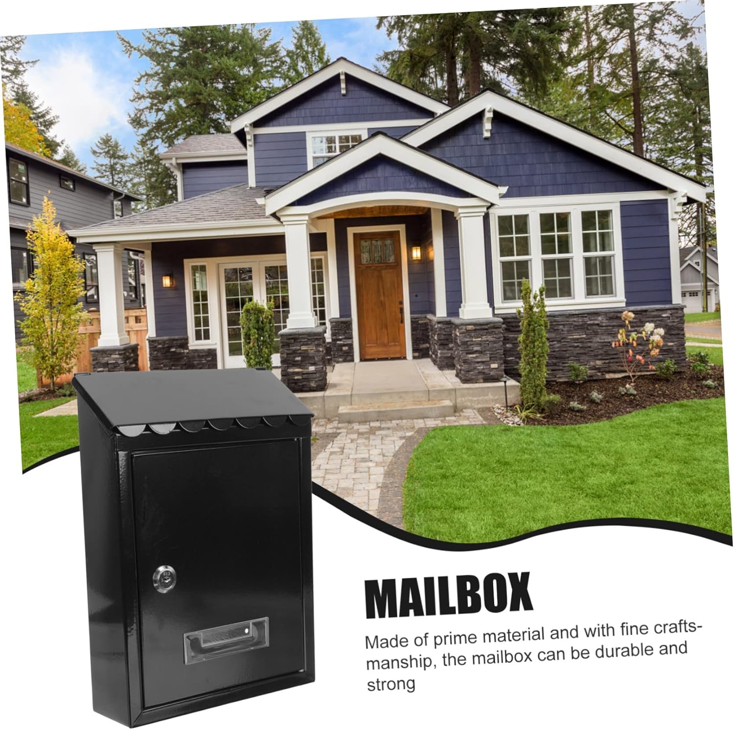 VILLCASE Lockable Vintage Wall-Mount Mailbox Retro Iron Letter Box for Outdoor Use European Style Weatherproof Secure Outdoor Post Box