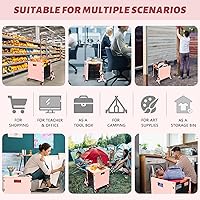 Vista 131 de FELICON SELORSS - Carrito plegable portátil con ruedas para subir escaleras y ruedas giratorias de 360°, mango telescópico, caja de plástico