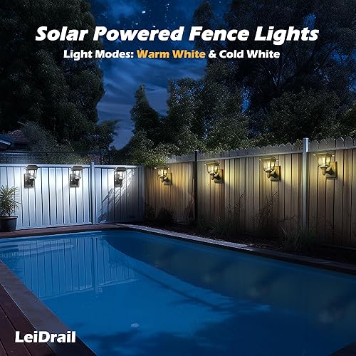 Miniatura 10 de LeiDrail Farol solar de pared, 2 modos de luces solares para valla, accesorios para casa de juegos al aire libre, impermeable, luz LED blanca