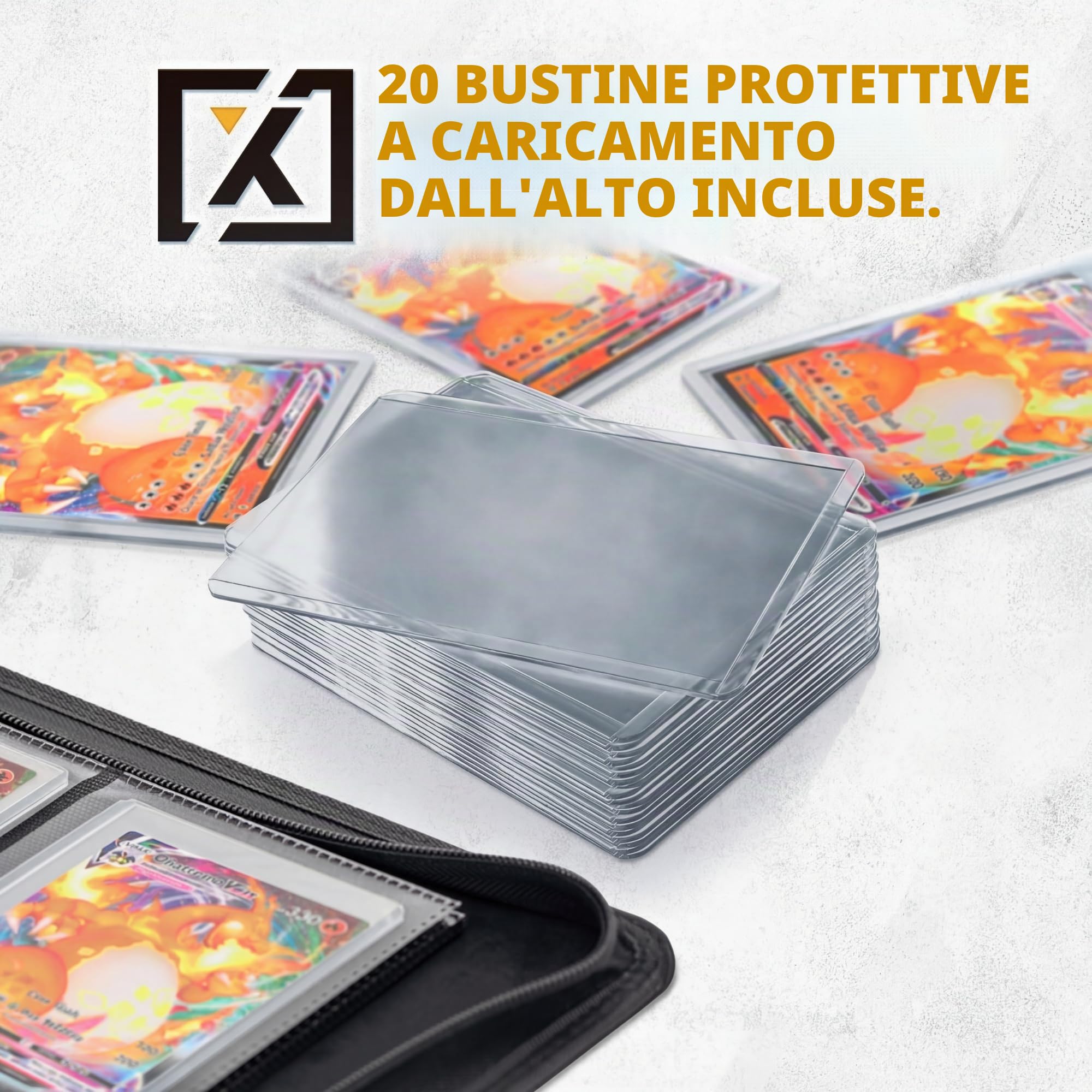 X PRO Raccoglitore Toploader | Contiene oltre 200 custodie rigide Toploader | Album per carte collezionabili a 9 tasche | Raccoglitore a lungo termine | Maniche laterali