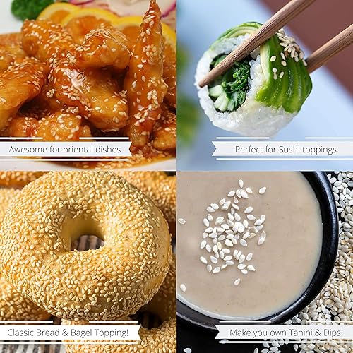 Vista 2 de It's Delish - Semillas de sésamo blanco gourmet (cáscaras) por It's Delish - Tarro grande - Tamaño de restaurante de sésamo entero prémium a granel