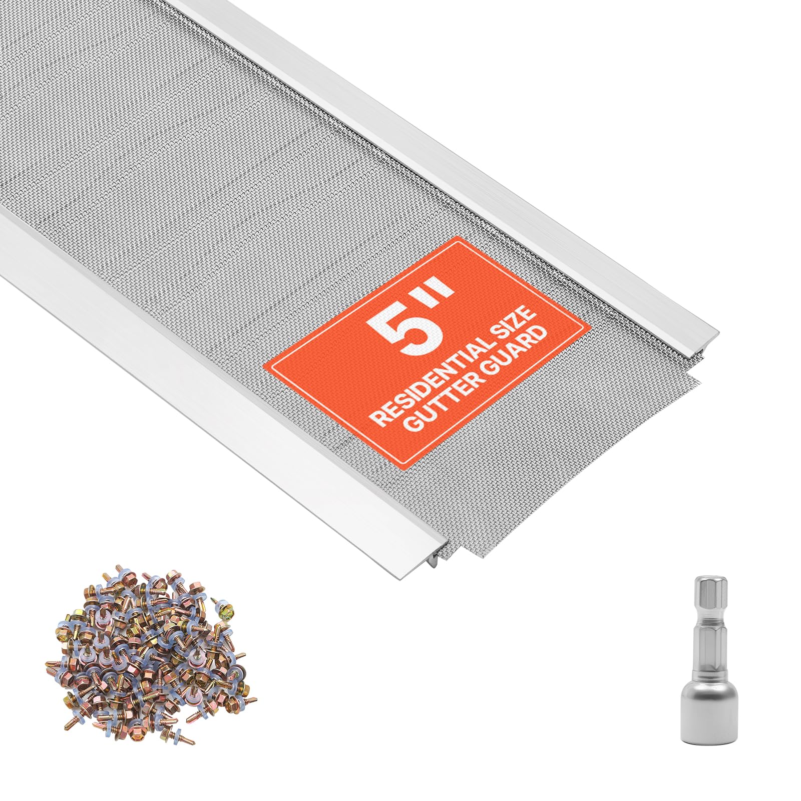 VEVOR Gutter Guard, 5 in Aluminum Gutter Cover with Stainless Steel Micro Mesh, Heavy-Duty 48ft Length, 0.04in Thick, Leaf Guard for Debris and Pine Needles, Easy DIY Install, Screws Included, 12 PCS