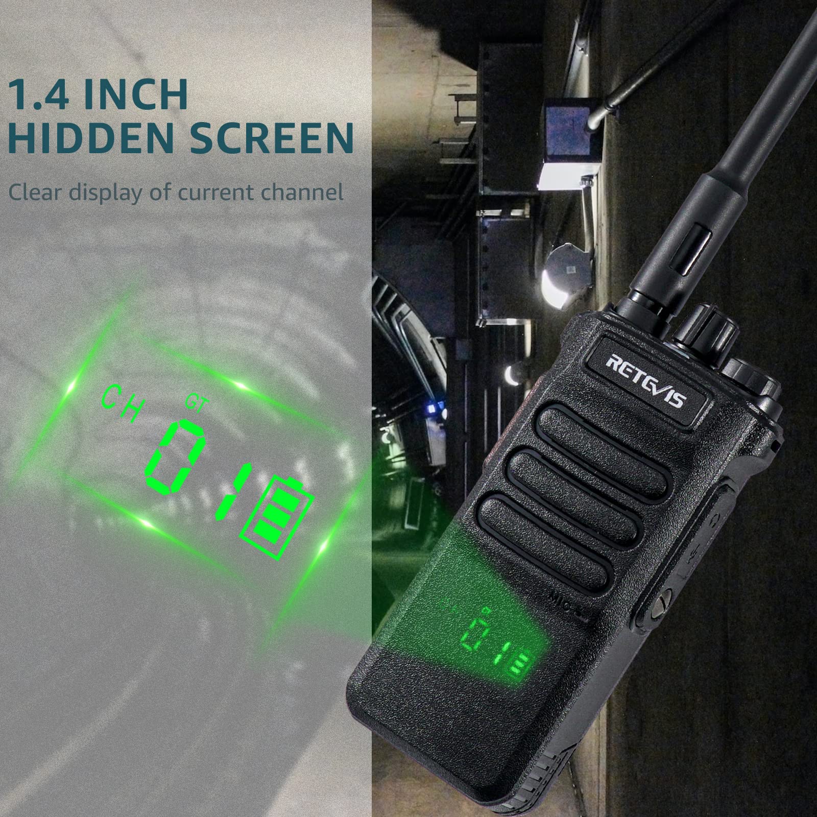 Retevis RT86 Talkie Walkie Professionnel, Radio Bidirectionnelle Longue Distance Haute Puissance, 2600 mAh Rechargeable, Écran Caché, Talkie Walkie Robuste pour la Logistique (Noir, 3 Pièces)
