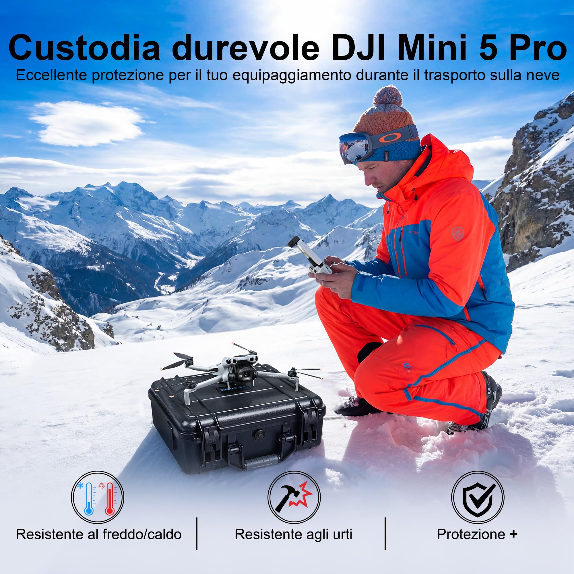 LEKUFEE Custodia Rigida Impermeabile per drone DJI Mini 5 Pro/ 4 Pro/Mini 3,DJI RC 2/RC /N2/ N1 e accessori (Solo Valigia)