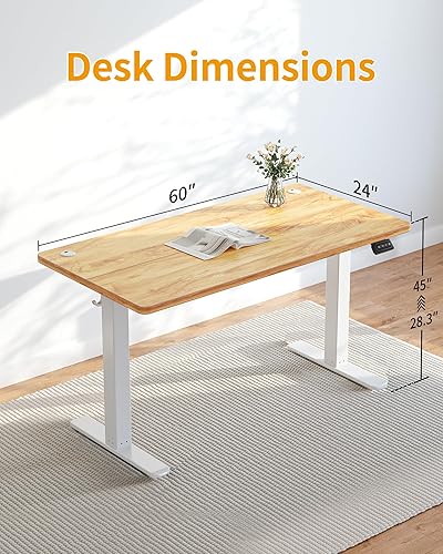 Miniatura 2 de CubiCubi Escritorio eléctrico de pie, 63 x 24 pulgadas de altura ajustable, escritorio ergonómico para oficina en casa, estación de trabajo para