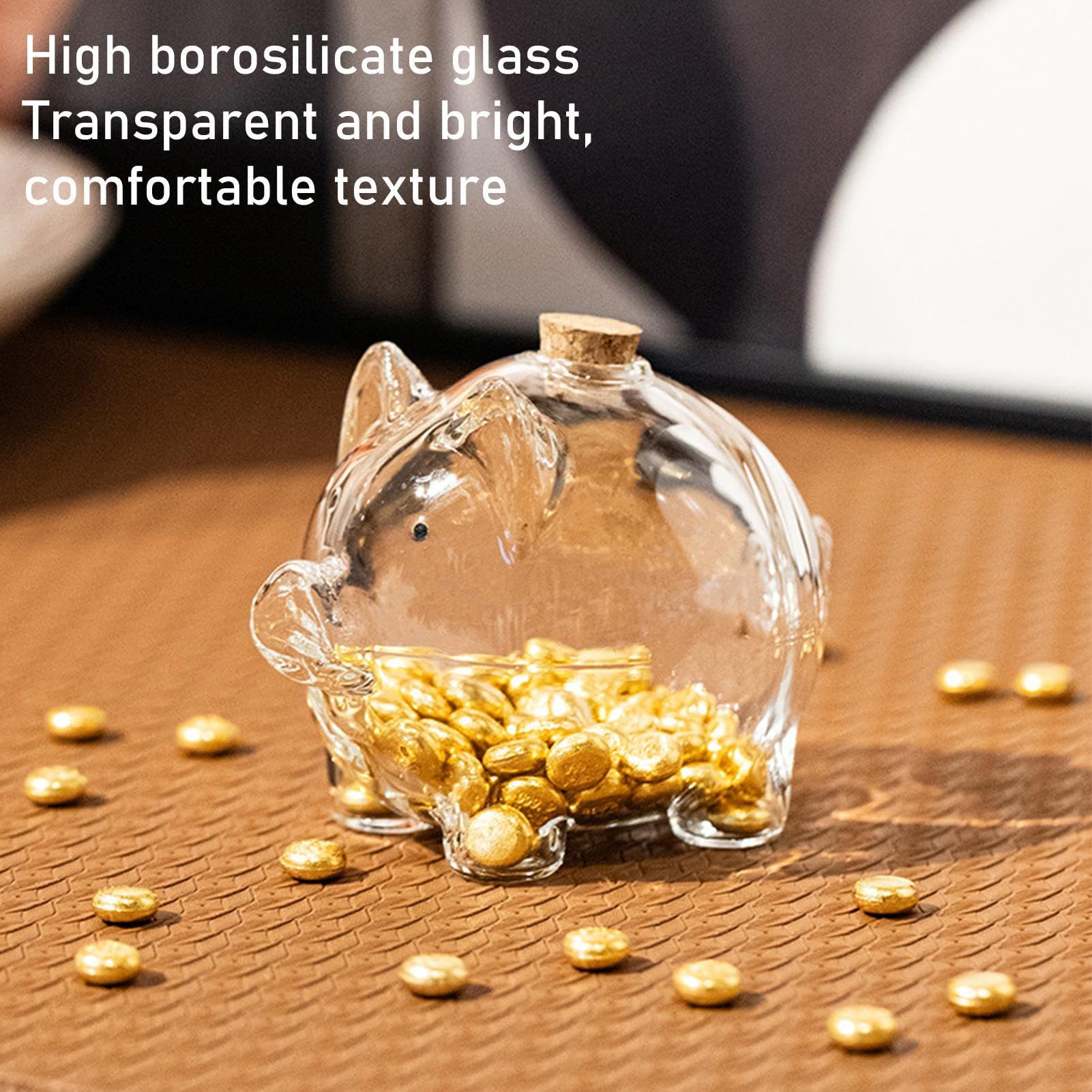 Amazon.co.jp: クリアコインバンクグラス、コインバンクガラス - お金を節約する銀行 -  子供の大人向けの記念コインゴールドビーンコンテナ、ブタの形は明確な節約瓶 : ホーム＆キッチン