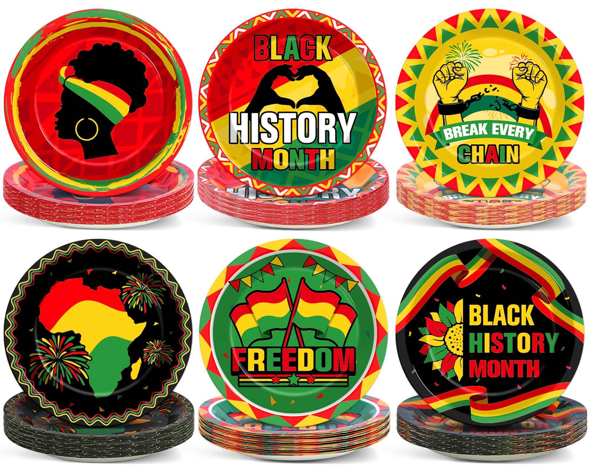 Yiaoyinnz 60 Pcs Black History Month 7 Inch Dessert Plates