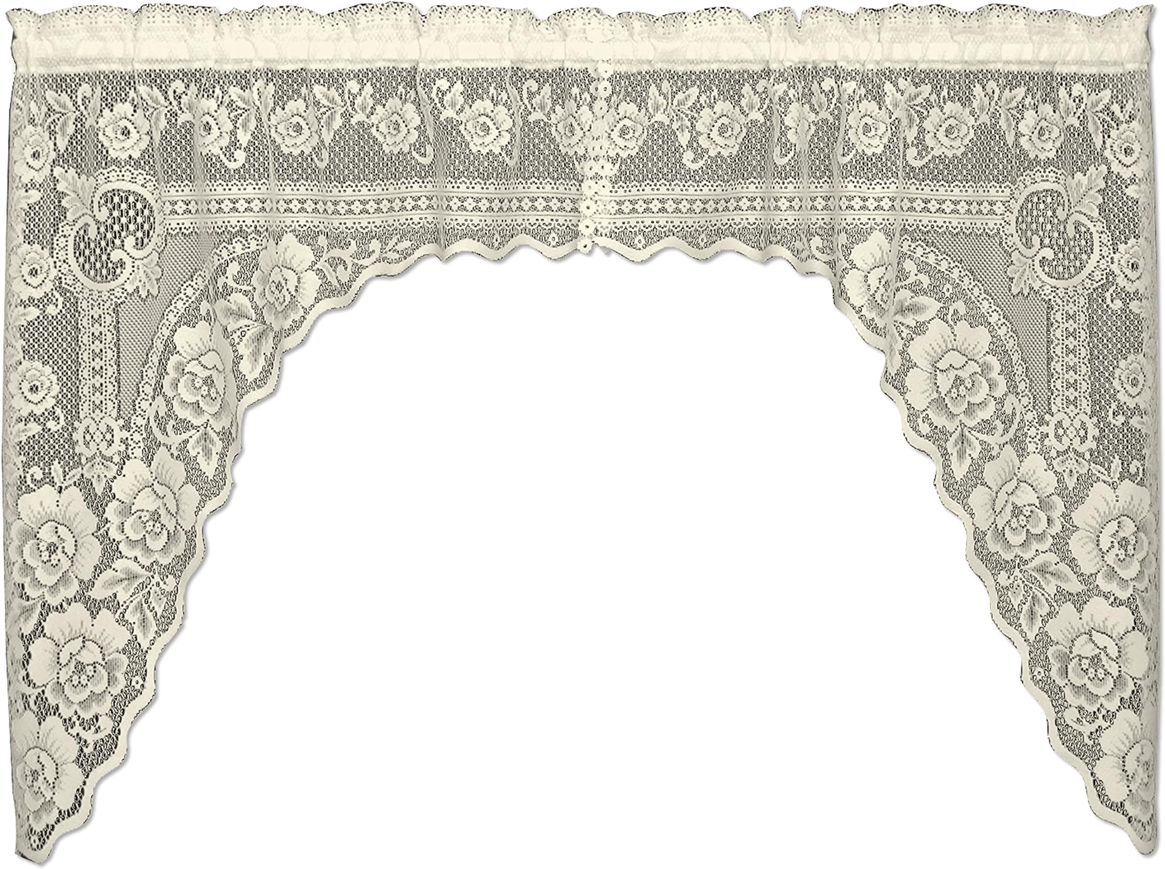 Heritage Lace, Ecru Victorian Rose Swag Pair, 72"x38"