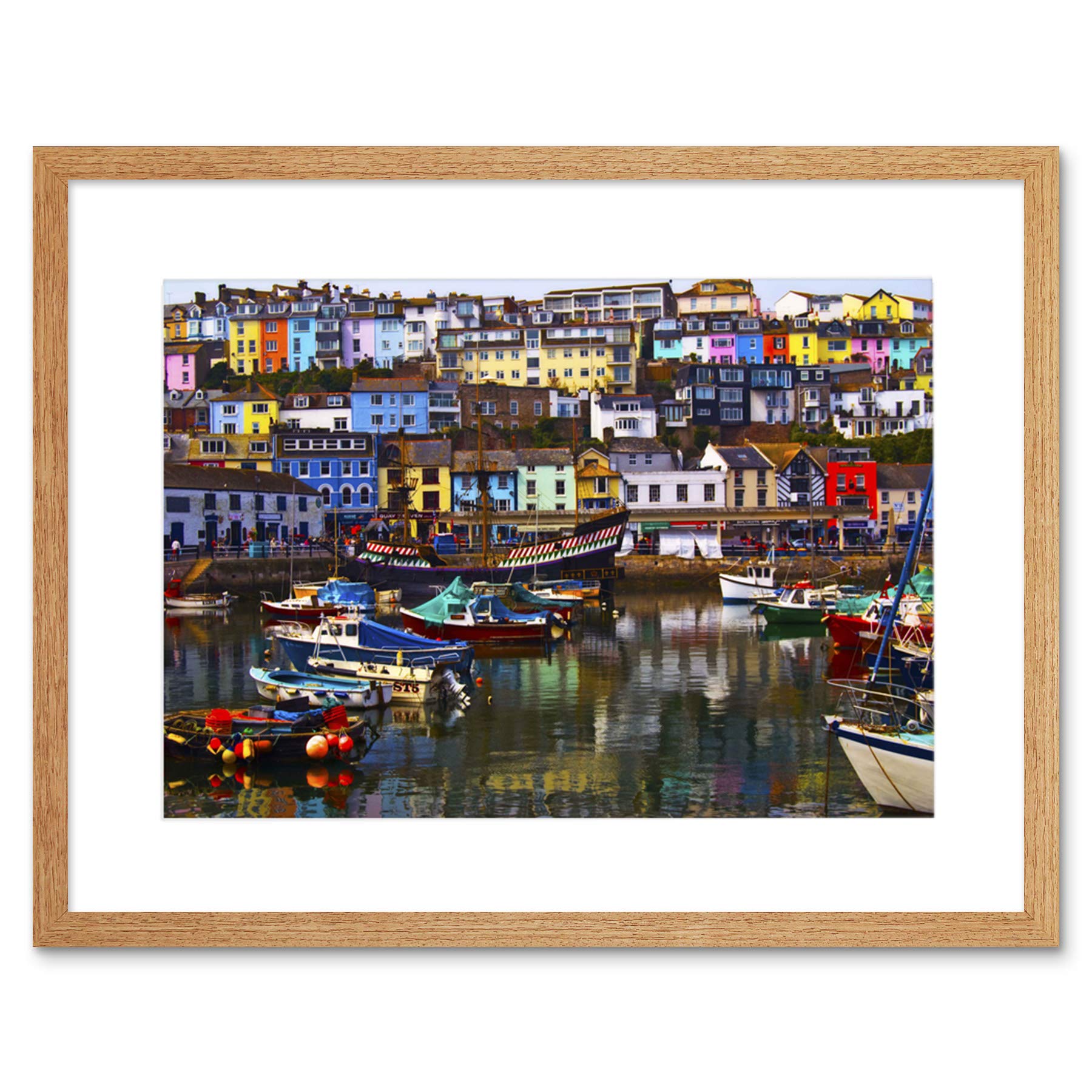 Wee Blue Coo Photo Cityscape Brixham Devon England Harbour Boats Framed Wall Art Print