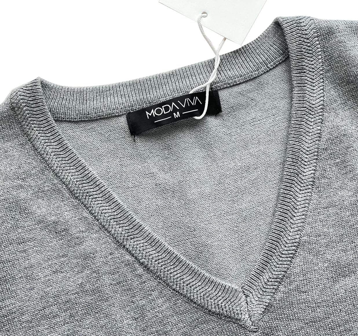 Mens Grey V Neck Sweater Vest, Lightweight Sleeveless Knit Vest, Medium
