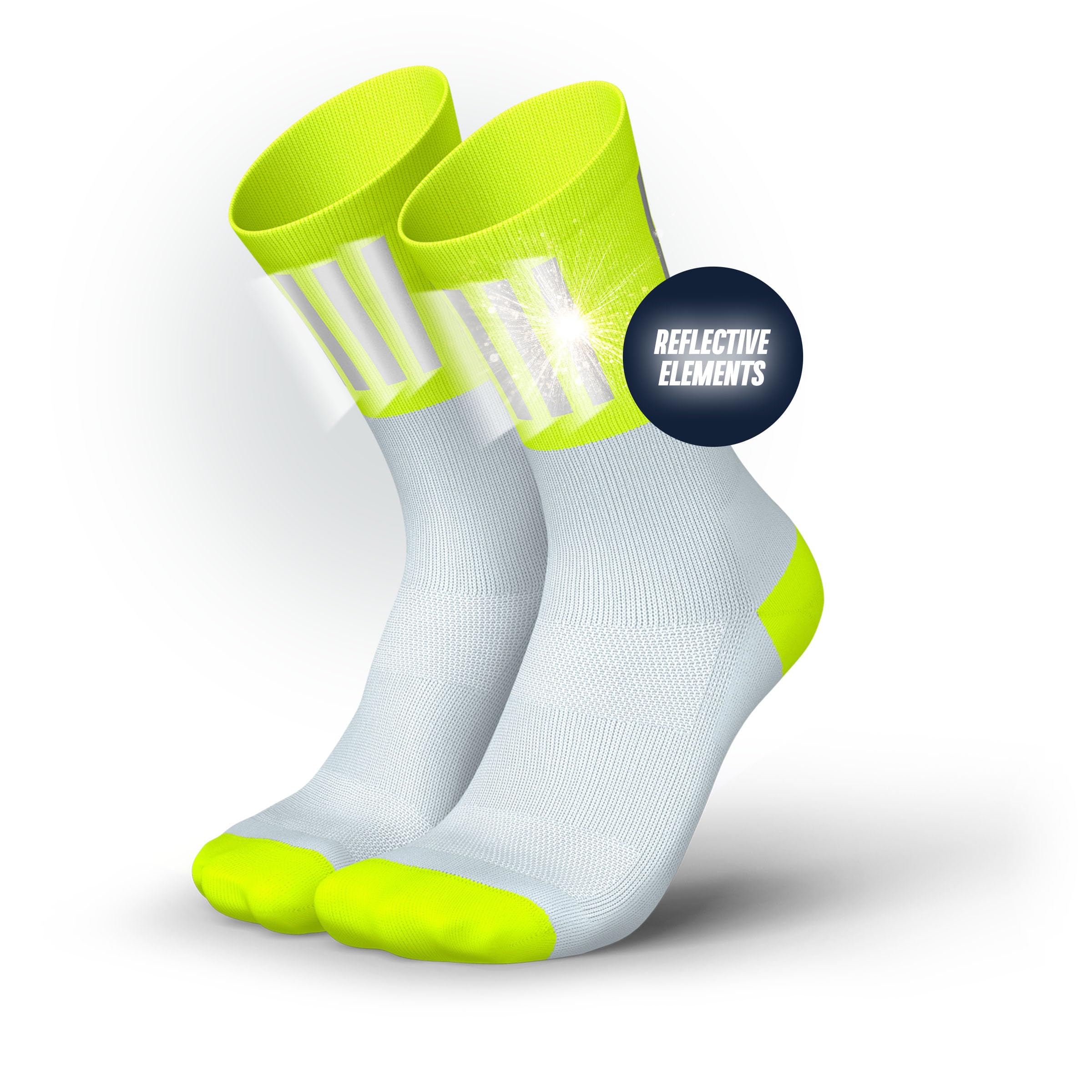 INCYLENCE High Viz Running Socks with Reflectors - Functional and Breathable for Maximum Visibility - 1 Pair, V3 Canary, 43-46