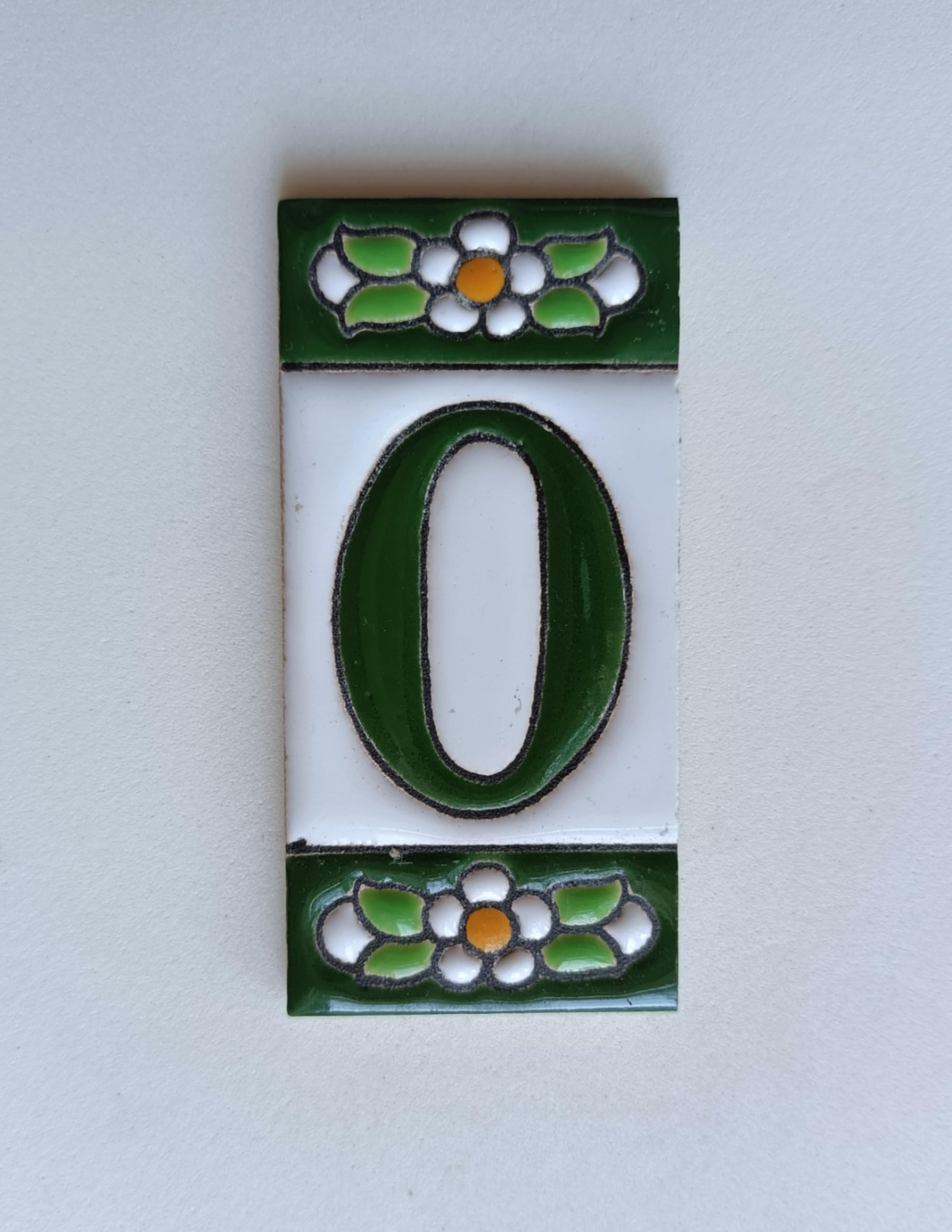 Ceramic House Tile Numbers & Letters, Green Floral Design, Tile Size: 7.5cm x 3.5cm, 2 to 10 Tile Frames (0) — image 1