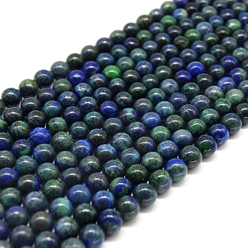 Miniatura 3 de Cuentas de malaquita azurita | 0.157 in, 0.236 in, 0.315 in y 0.394 in | Cuentas de piedras preciosas redondas lisas de 0.315 in, 1 hebra