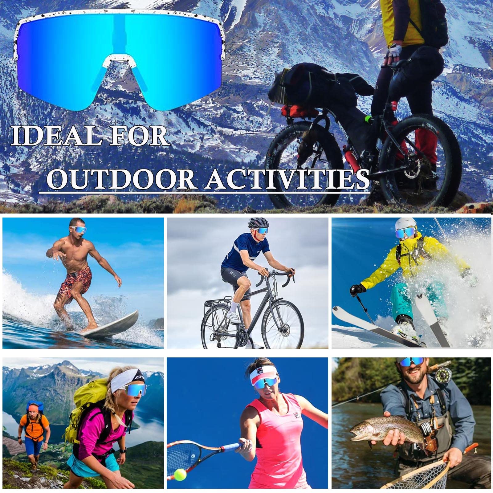 Ruikdly Schnelle Brille Rave, Sportbrille Polarisiert, Sonnenbrille Fahrradbrille für Herren Damen UV 400 Schutz, Sportbrille für Outdoorsport Radfahren Fahren Laufen Golf Ski Bergsteigen Angeln