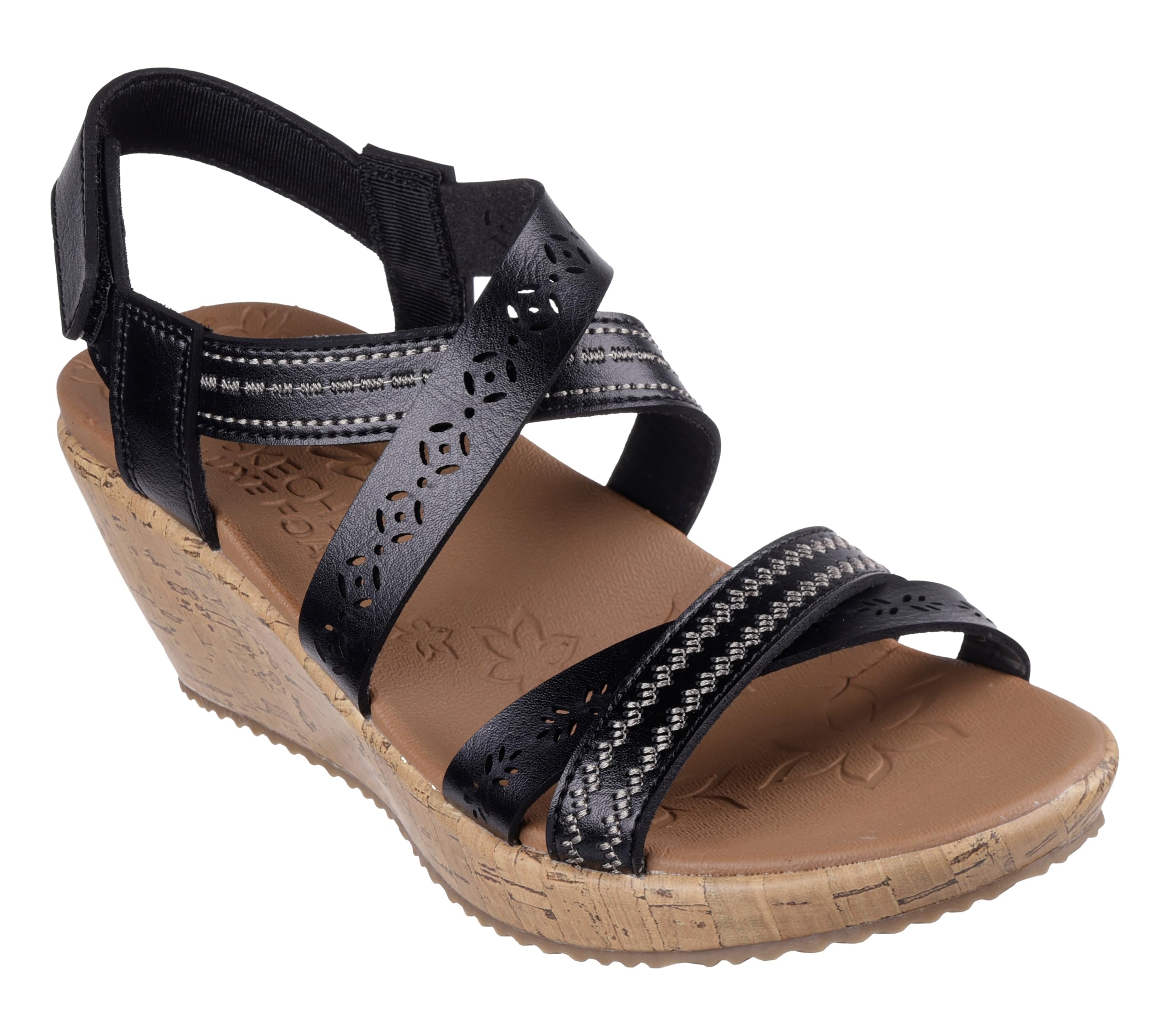 Skechers Beverlee - Delicate Glow, Sandali con zeppa Donna, Nero, 35 EU